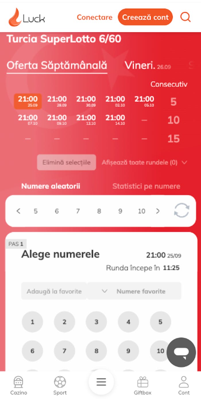 Pagina loteriei Turcia SuperLotto 6/60.