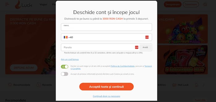 Luck casino înregistrare