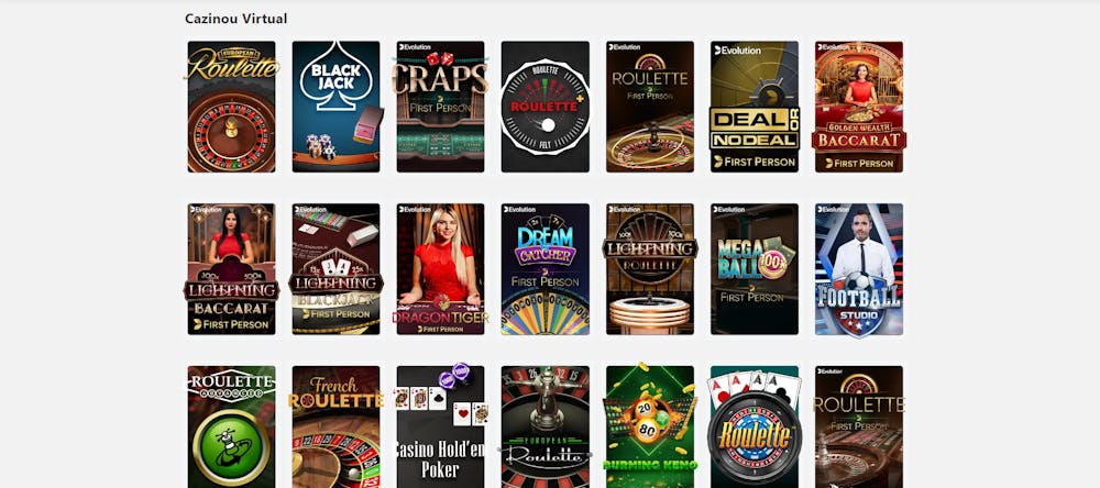 Jocuri de masă listate în categoria Virtuale de pe site-ul Luck casino.