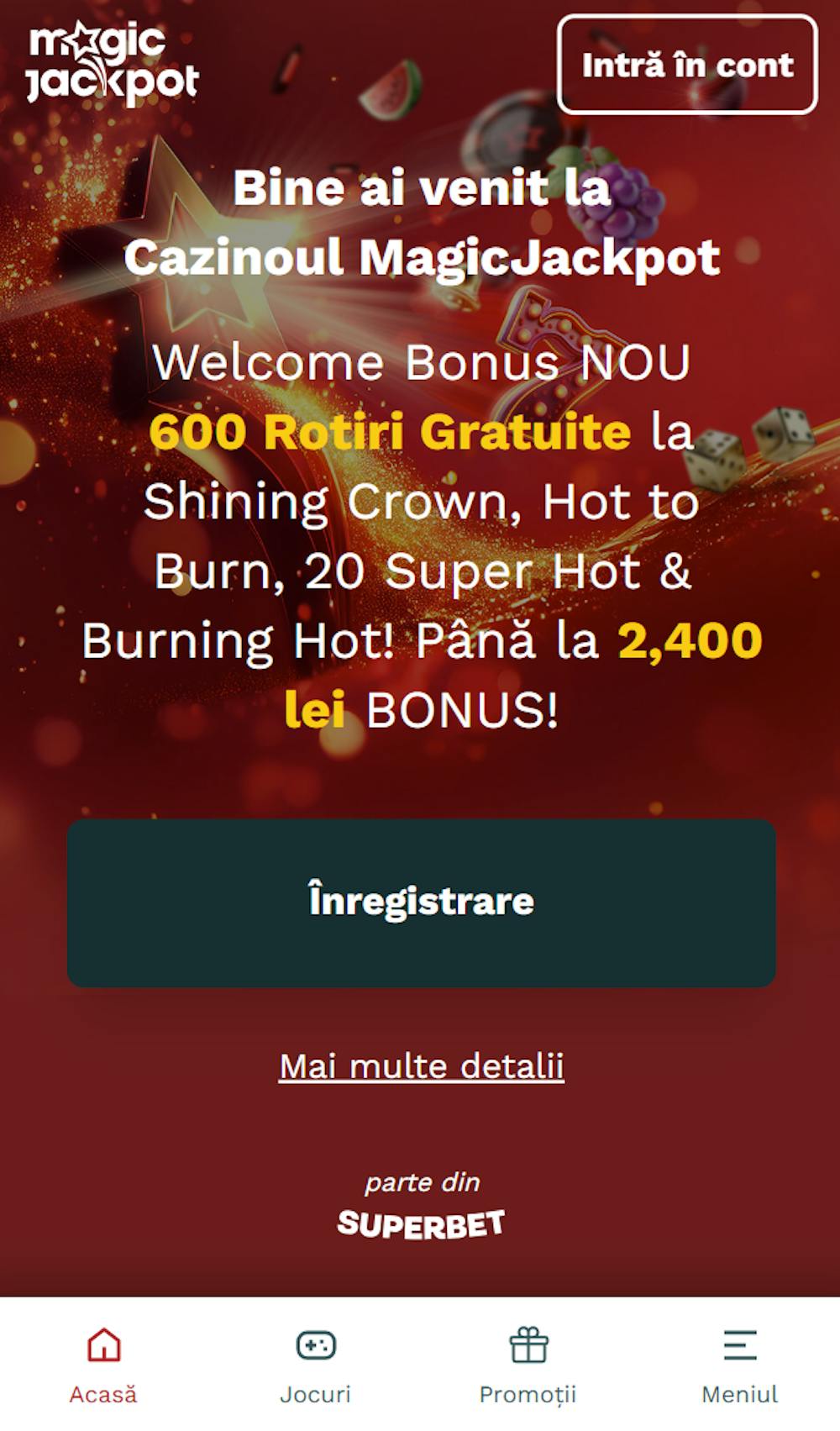 Primul Magic Jackpot bonus de bun venit pe care îl poți revendica la primele 3 depuneri.