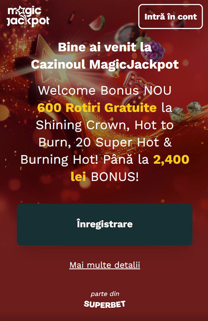Prima ofertă pe care o poți lua la depunere pe Magic Jackpot.