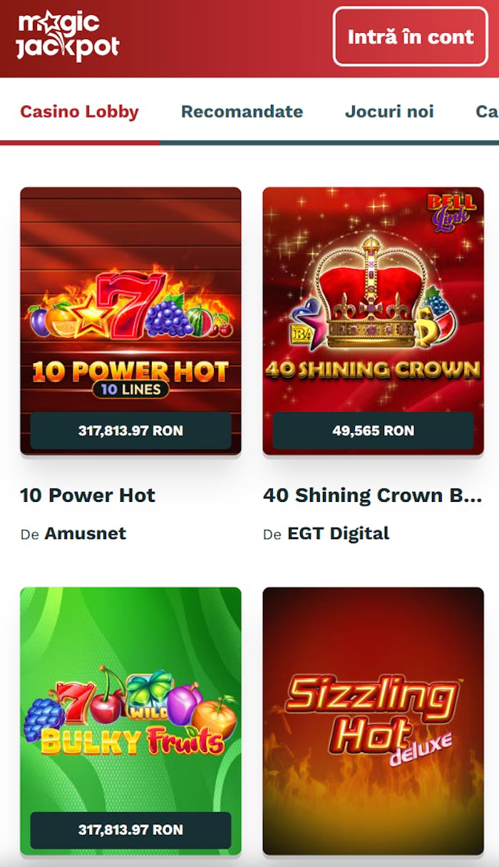 Exemplu de jocuri pe care le vei găsi azi pe Magic Jackpot Romania.