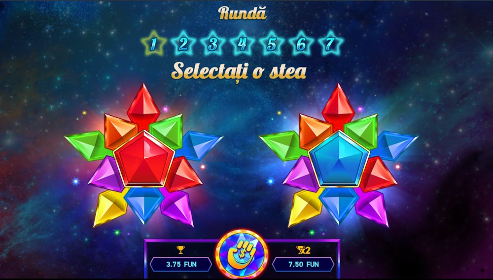 Funcția Gamble a slotului Magic Star 6 unde trebuie să alegi dintre cele două stele