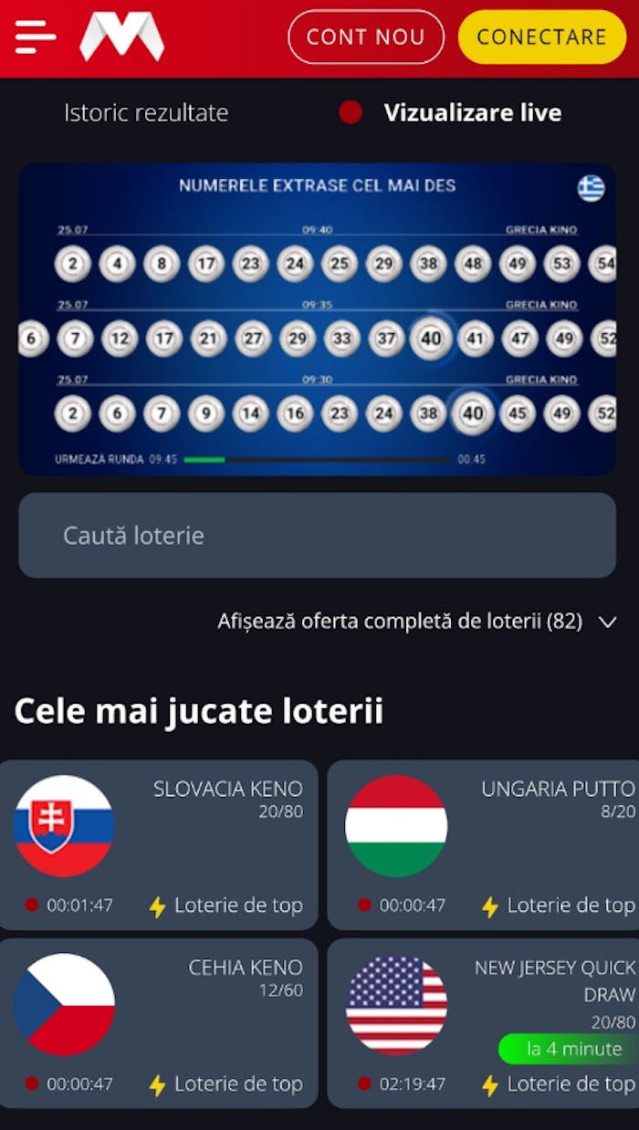 Secțiunea cu loterii internaționale de la Magnumbet online casino cu extrageri zilnice.