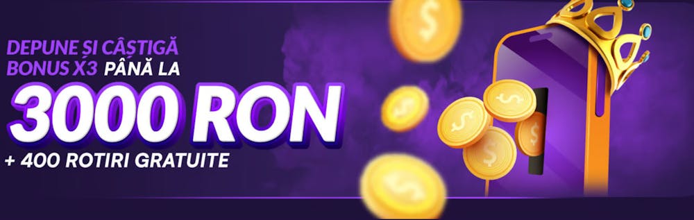 Banner pentru bonusul de bun venit de pe maxwin.ro.