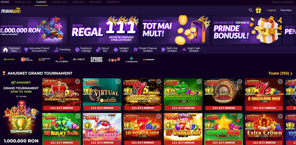 Pagina principală a cazinoului online MaxWin.