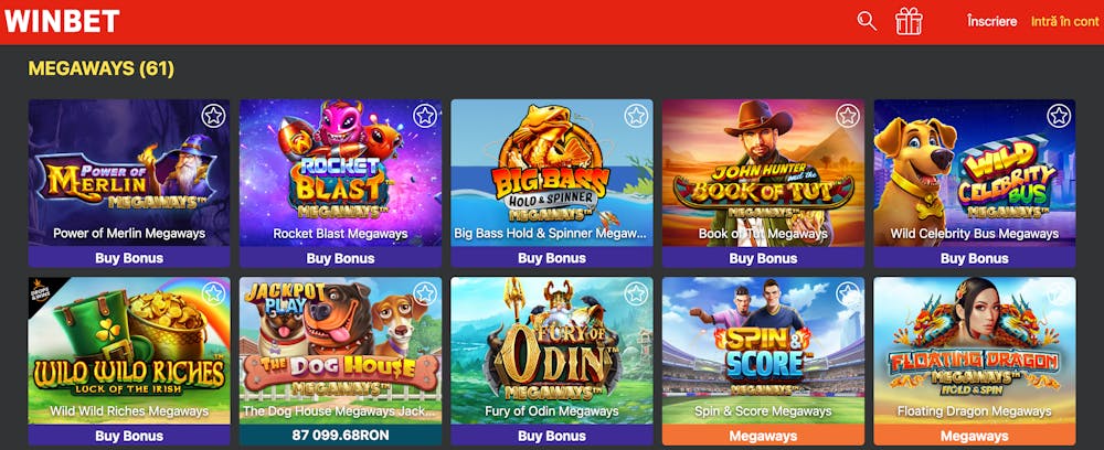 Câteva dintre jocurile Megaways Winbet Casino