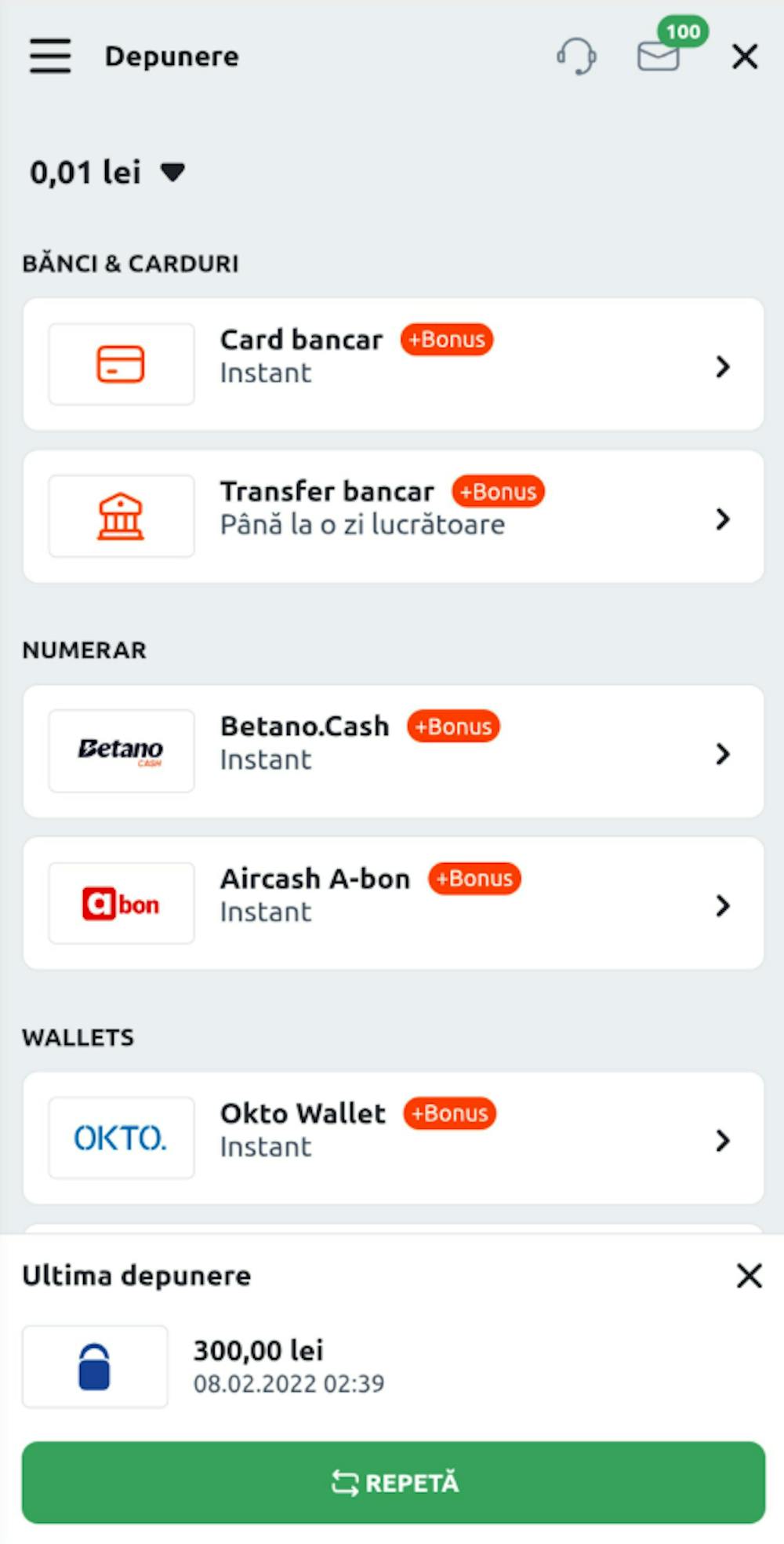 Exemplu cu metode de plată disponibile într-un casino online România, de la card la puncte de plată fizice.
