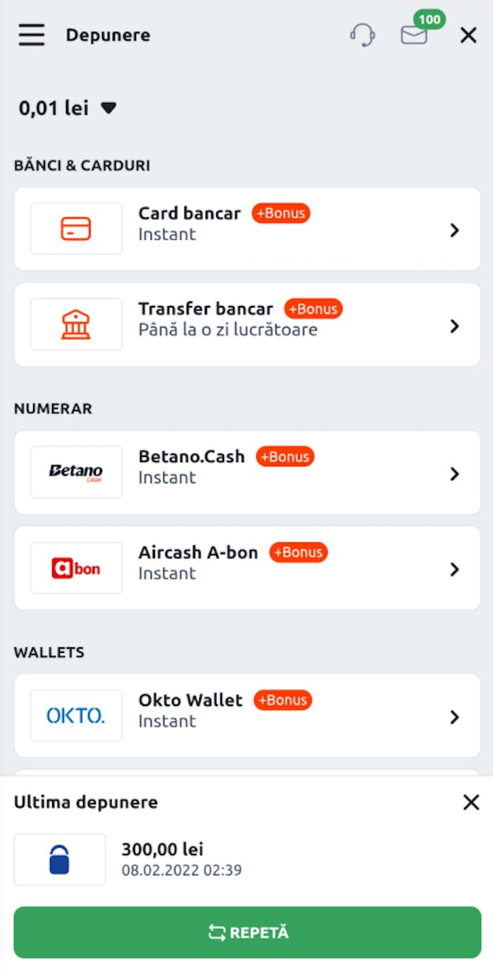 Exemplu cu metode de plată disponibile într-un casino online România, de la card la puncte de plată fizice.