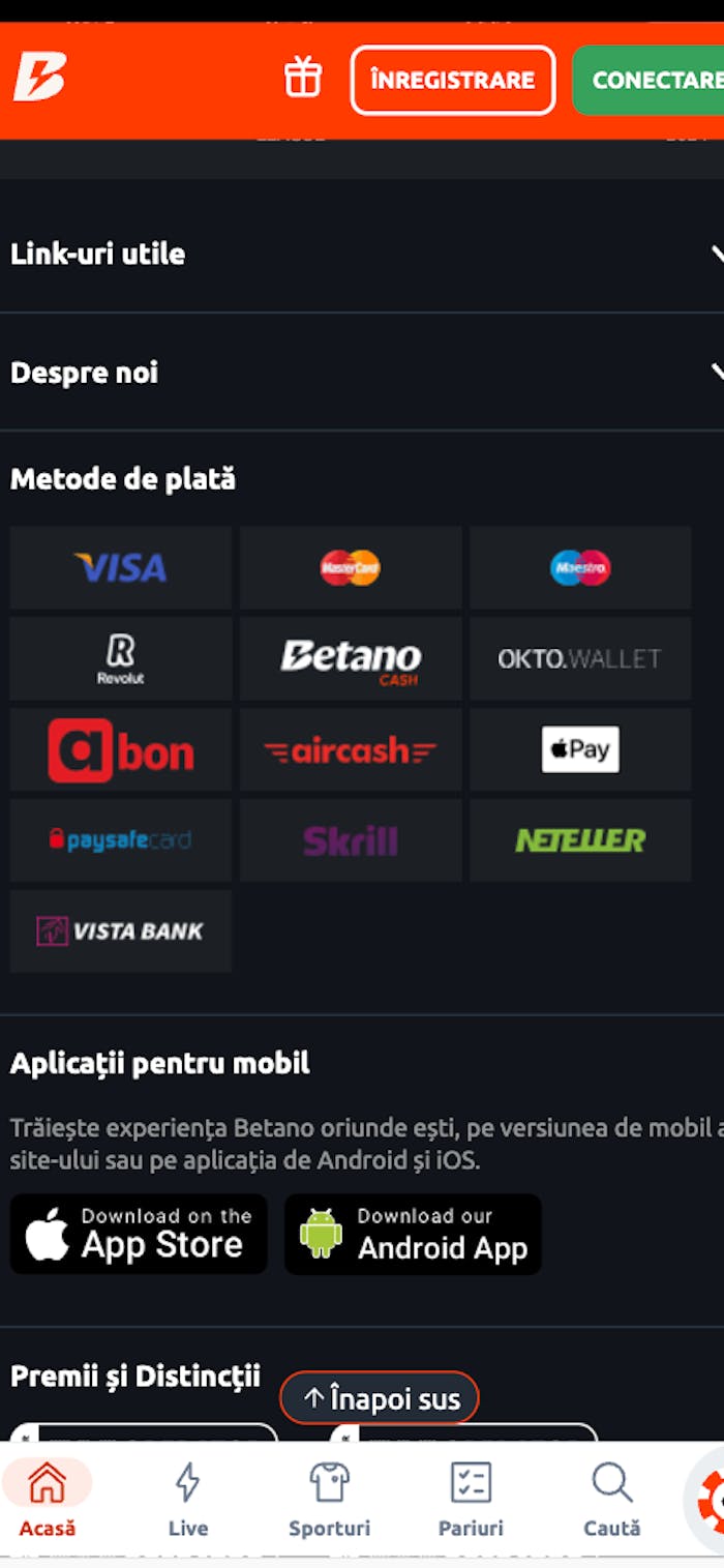 Metode de plată disponibile la Betano mobile casino