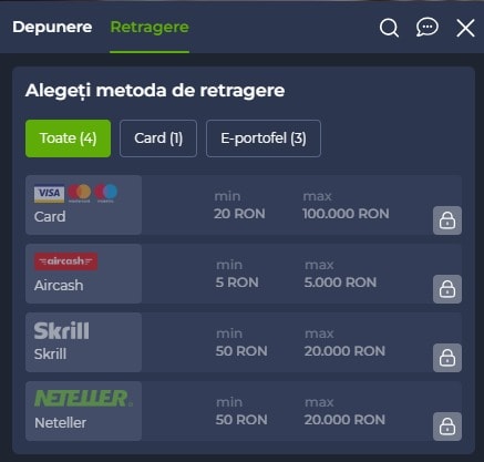 Retragere la cazinou online.