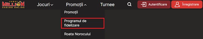 Pagina cu Promoții unde găsești tot programul de fidelizare Million Club VIP.