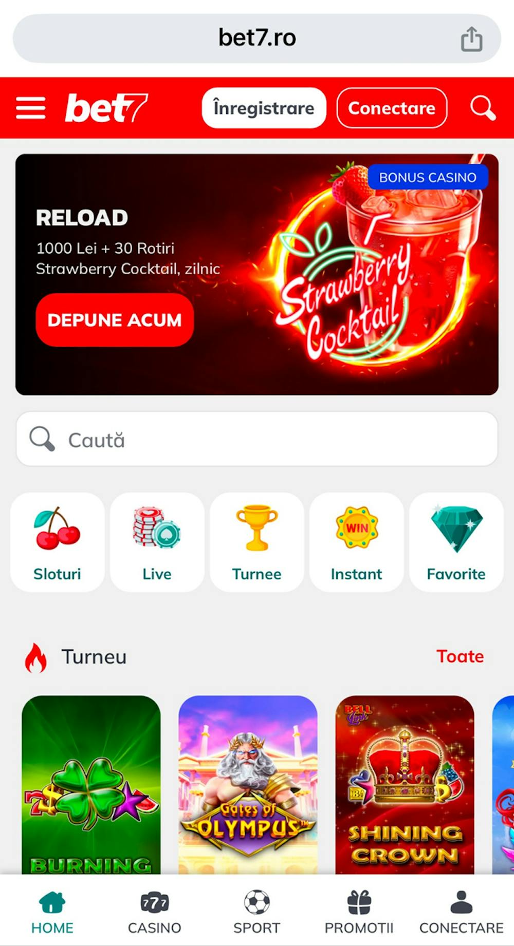 Versiunea mobilă a cazinoului Bet7.