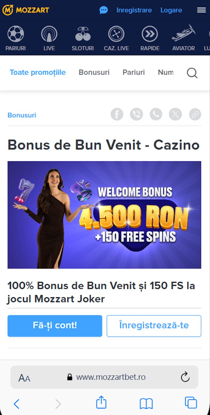 Primul Mozzart casino bonus pe care îl poți lua cu un cod promoțional.