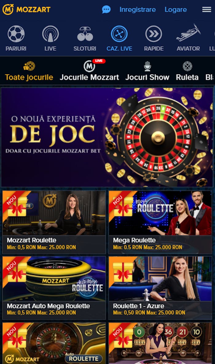 Top jocuri live pe Mozzart Bet Romania cu pariuri mici.
