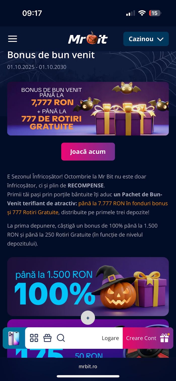 Primul bonus fără cod promotional Mr Bit la primele 3 depuneri pe care le faci. 