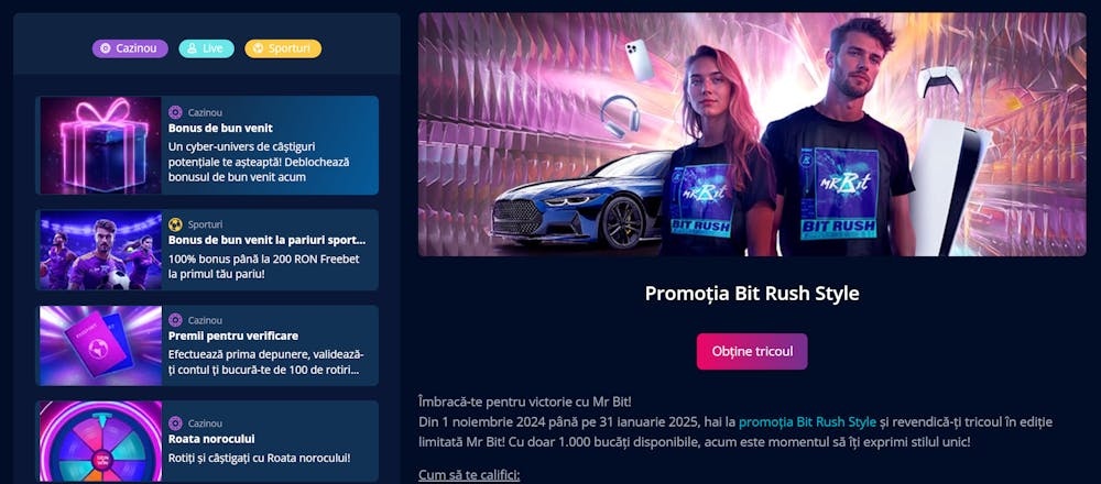 Alte oferte cu Mr Bit bonus disponibile doar dacă ai deja cont înregistrat pe platformă. 