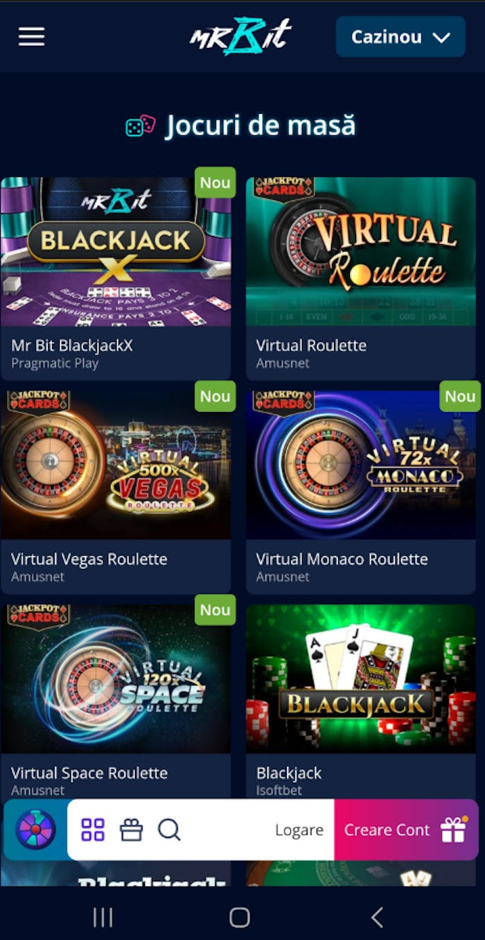 Ultimele jocuri de masă adăugate pe Mr Bit casino.