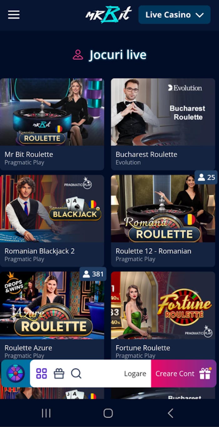 Ce mese live găsești pe Mr Bit casino online.