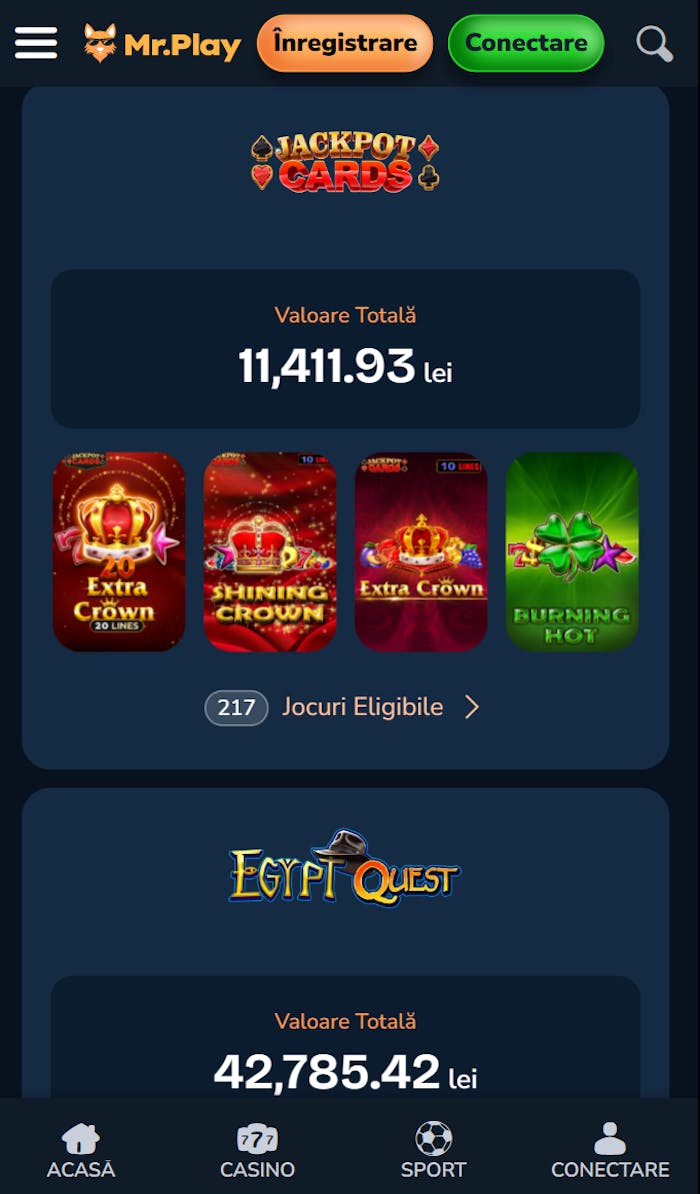Jackpot disponibil la Mr. Play Casino.
