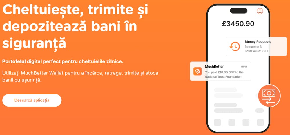 MuchBetter portofel digital pentru cheltuieli zilnice, sigur și convenabil pentru jucători.