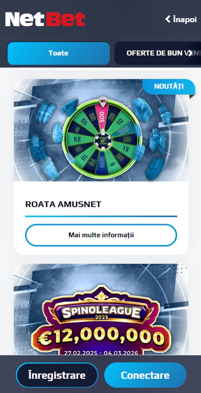 Exemplu de oferte pe care le poți activa fără cod bonus Netbet în 2025.