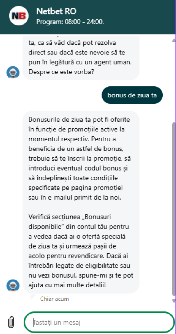Despre bonusul de ziua ta Netbet