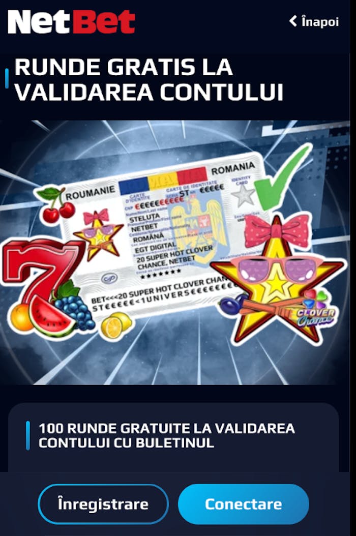 Ia 100 rotiri gratuite fără depunere la verificarea contului Netbet.