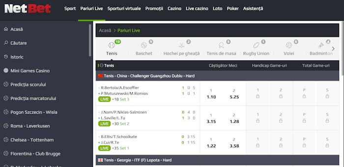 În cadrul paginii de pariuri live Netbet poți selecta afișarea evenimentelor dintr-un singur sport