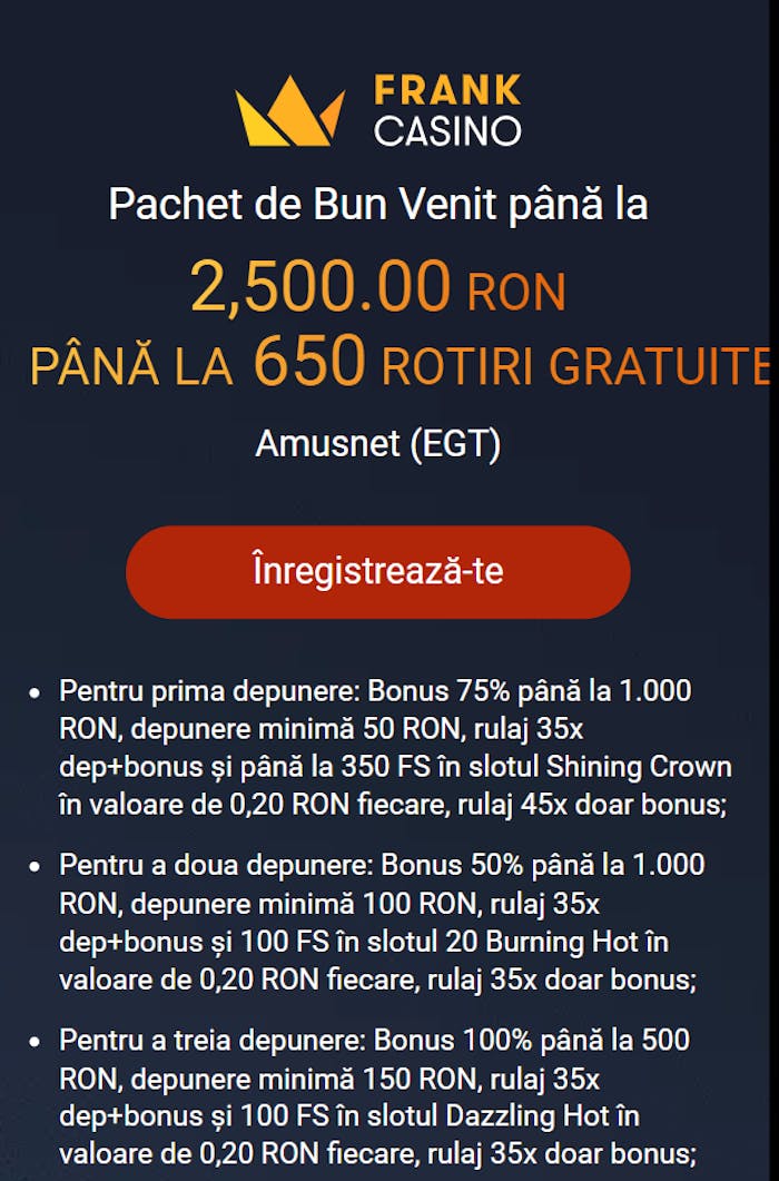 Termeni pentru a doua ofertă de peste 500 free spins plus 100 FS la validare cu prima depunere.