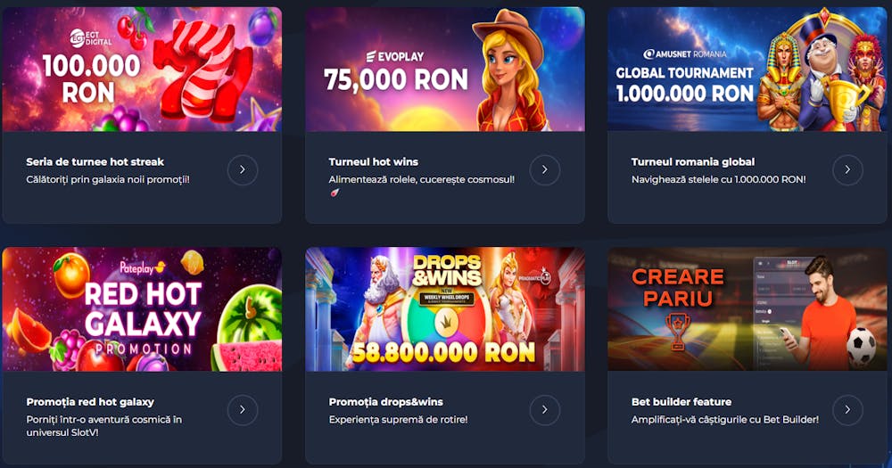 Cele mai noi bonusuri SlotV din iulie 2025 fără cod promoțional.