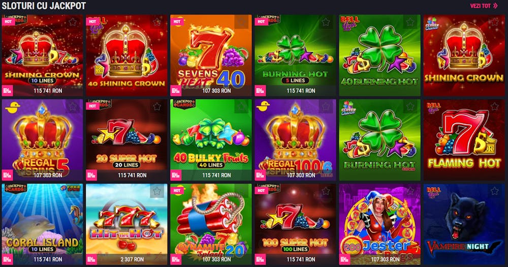 Exemplu de jocuri cu pacanele cu jackpot de la Favbet.