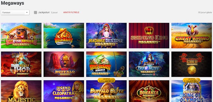 O parte din jocurile Megaways listate pe Casa Pariurilor casino