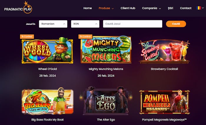 Câteva jocuri de păcănele oferite de Pragmatic Play.