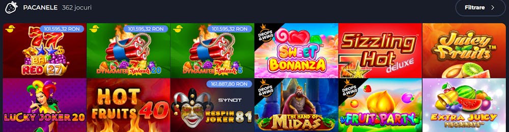 La SlotV ai la dispoziție mai multe jocuri de păcănele online.