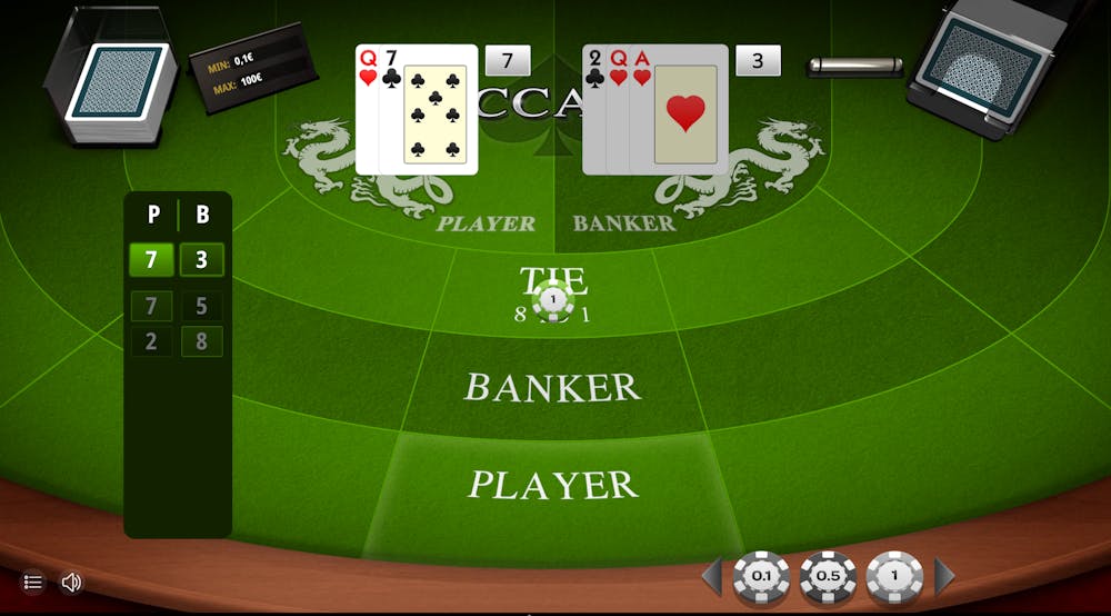 Pariu pe egalitate în baccarat de la iSoftbet.