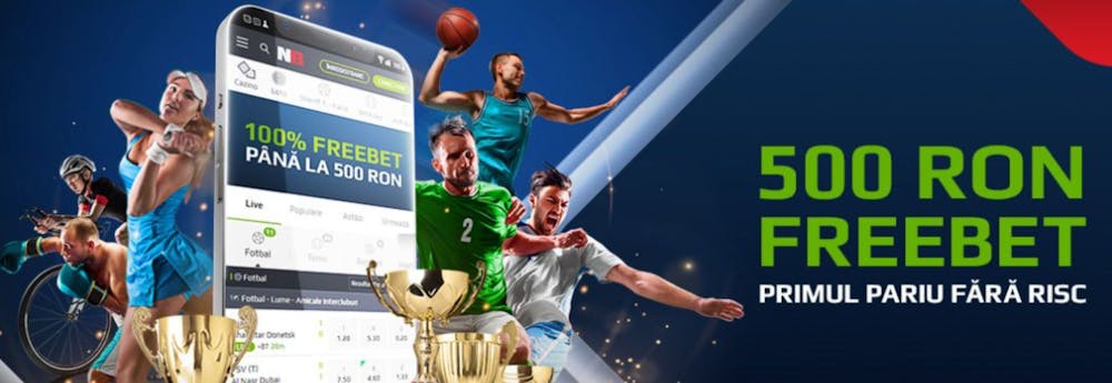 Ofertă cu 500 RON freebet pentru pariuri sportive.