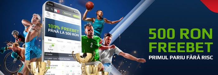 Ofertă cu 500 RON freebet pentru pariuri sportive.