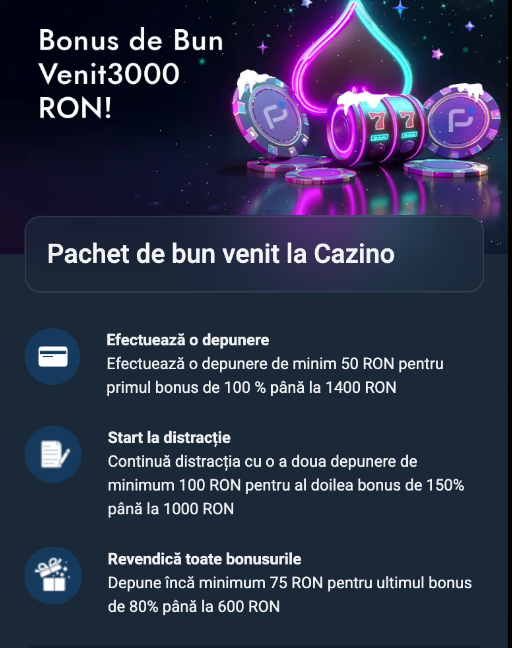 Oferta de înregistrare la cazinoul Pariuriplus.