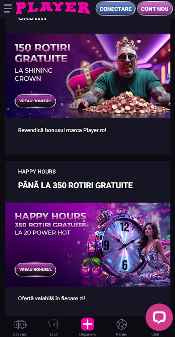 Exemple de promoții Player generale pe care le poți activa doar dacă ai contul validat.