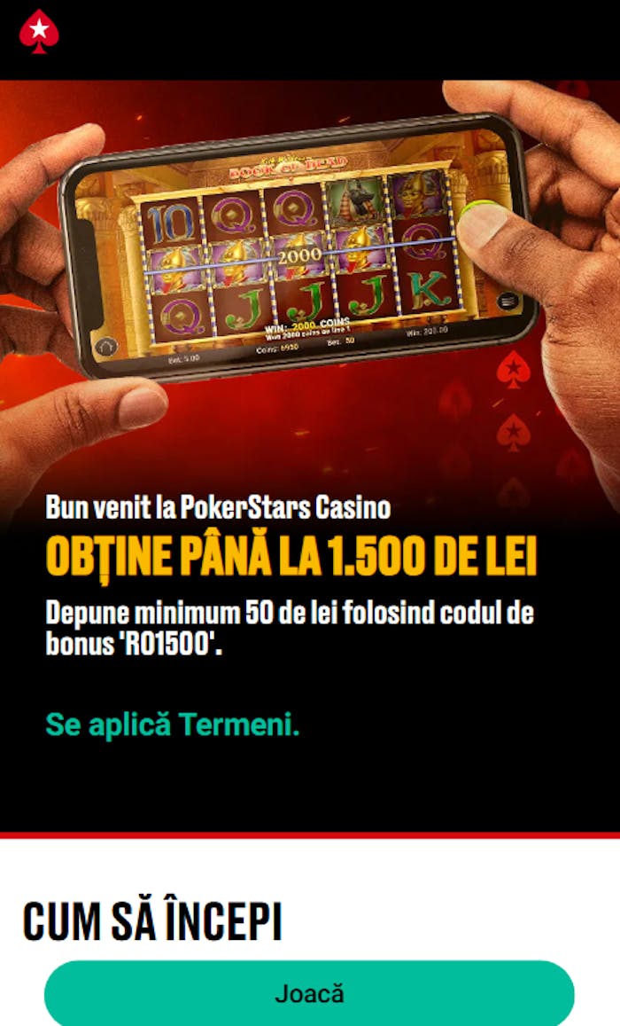 Pokerstars casino online oferta de bun venit în RON.