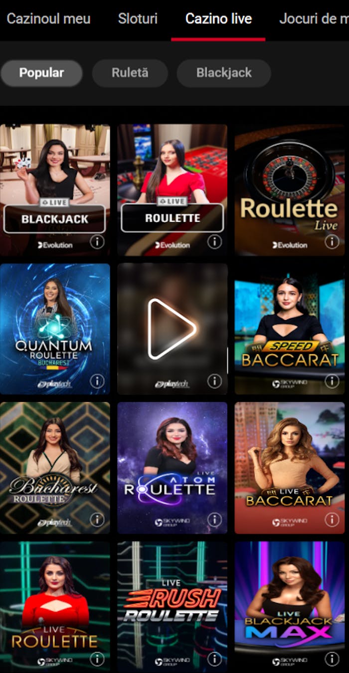 Selecția de jocuri live cu recenzii Pokerstrars bune și mize minime de la 50 de bani.