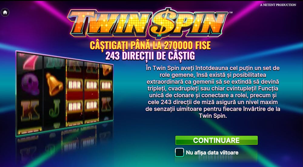 Imagine Twin Spin cu detalii despre linii de plată 