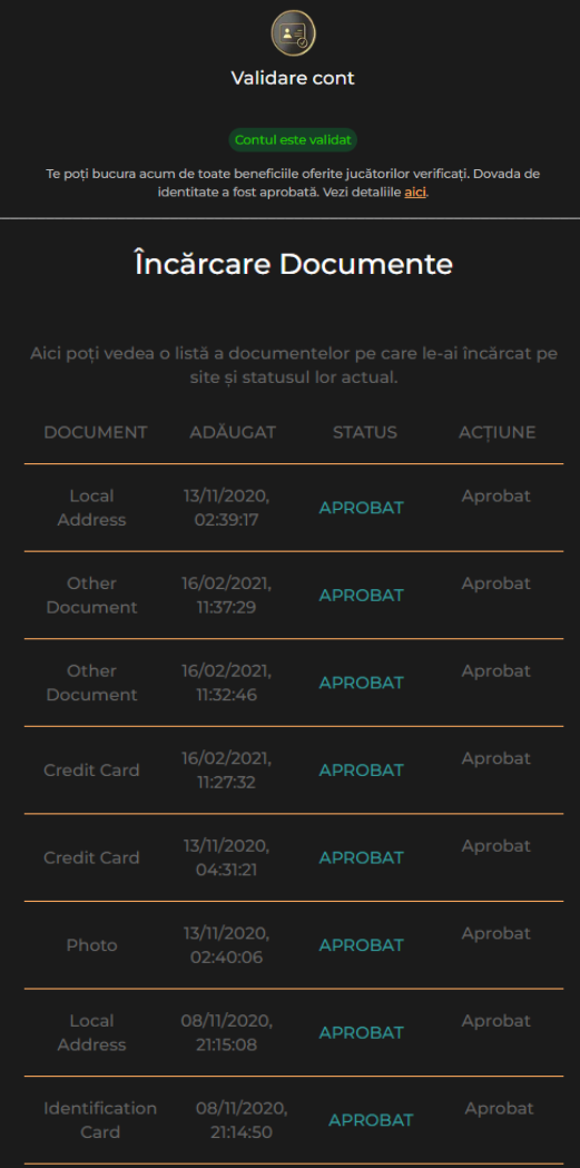 Cum arată un cont verificat Princess și ce documente încarci.