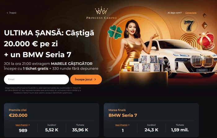 Primul pas pentru inregistrare la Princess casino online.