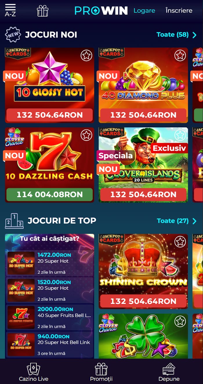 Câteva dintre jocurile de păcănele online de la Prowin casino.