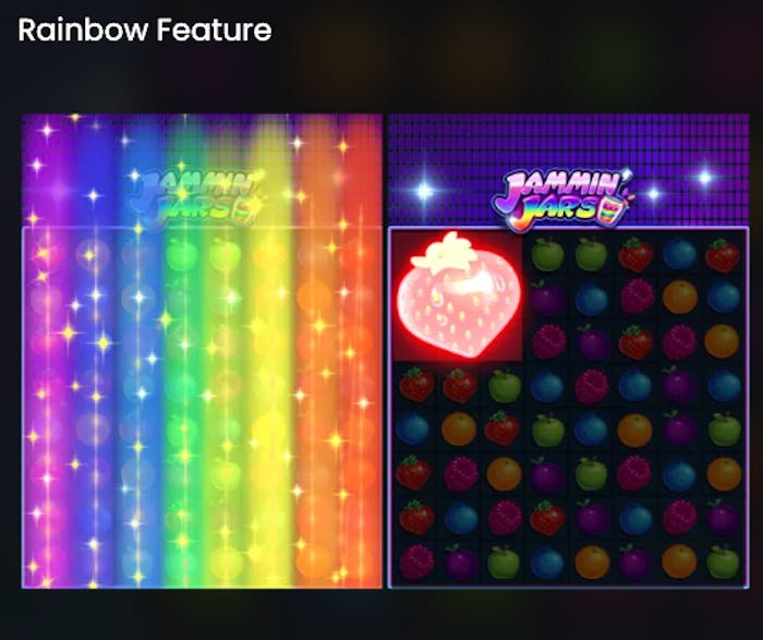 Funcția specială Rainbow la Jammin Jars.