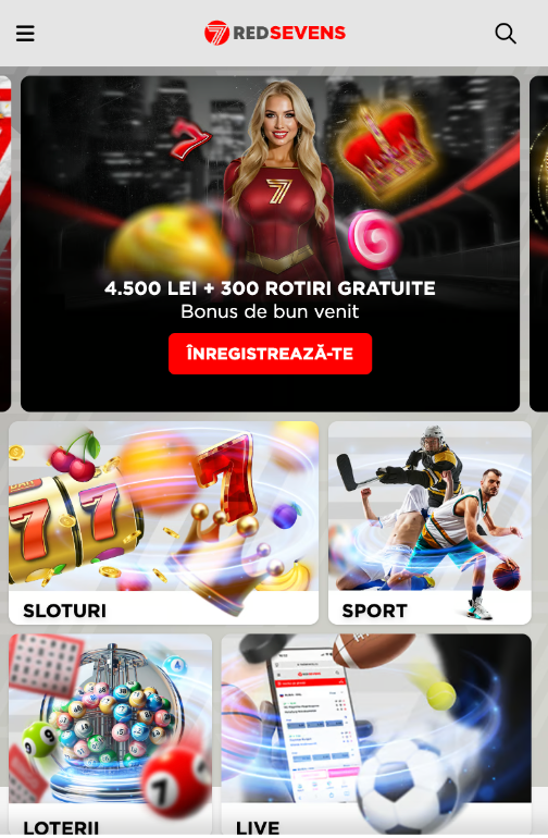 Bonus de bun venit în bani și cu rotiri gratuite de la RedSevens casino.