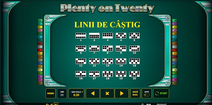 Liniile de plată la slotul Plenty of Twenty.
