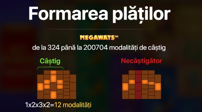 Modul în care poți forma combinații câștigătoare la slotul Legend of Cleopatra Megaways.